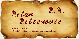 Milun Miltenović vizit kartica